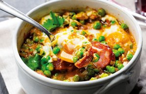 Portuguese Peas with Poached Eggs Recipe
