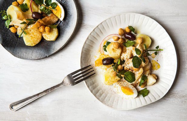 How to make Portuguese Salt cod, chickpea and egg salad.