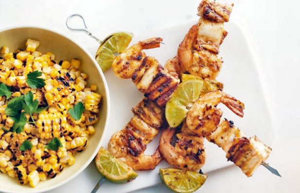 With a spiced Portuguese marinade, these seafood skewers are perfect for an easy dinner.