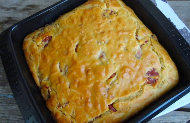 This Portuguese chouriço and bacon bread recipe is loaded with goodness, it's great comfort food.