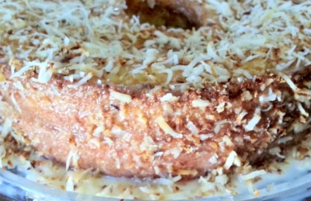 This delicious and easy recipe to make for coconut custard cake was sent in by Kelly Rodrigues. 